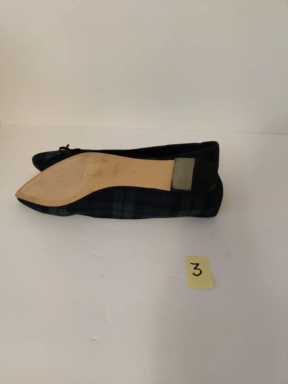 J Crew Plaid Pointed Toe Ballet Flats - Black/Green 9
